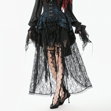 暗紋渲染金屬銀扣高腰前短後長蛋糕裙哥德DARK IN LOVE台灣KW409