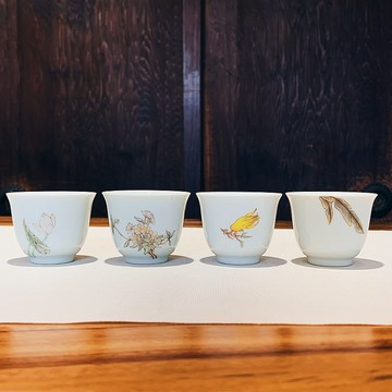不言美器 釉中彩 皓月杯