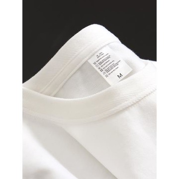 美式300g重磅加厚純棉長袖T恤男女同款大碼柔軟磨毛打底衫純白色