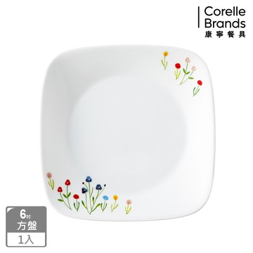 【美國康寧 CORELLE】春漾花朵方形6吋平盤