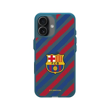 iPhone 17 Clear (相機按鈕) 夜幕藍 - FC Barcelona - Logo - Striped Background