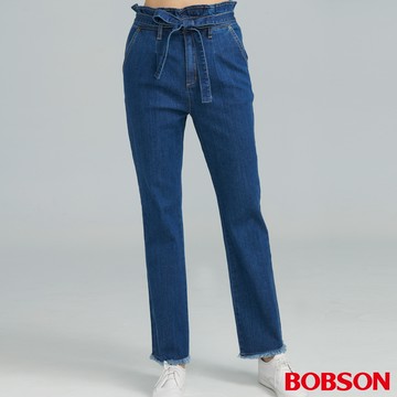 BOBSON 女款高腰綁帶小直筒褲 (8227-53)