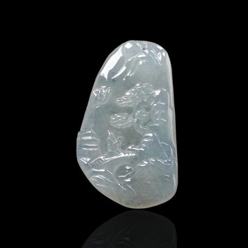 冰種翡翠山水牌項鍊 | 天然緬甸玉A貨翡翠 | 送禮