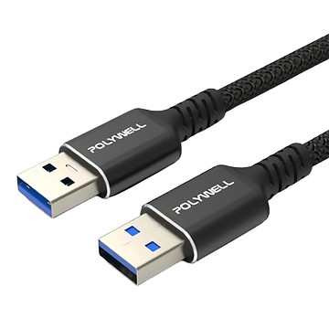 POLYWELL 寶利威爾 USB3.2 Type-A 公對公高速傳輸線 Gen1 5Gbps  1m  編織線  1條