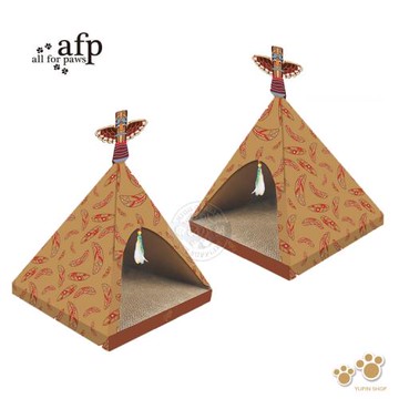 afp 追夢系列 原野帳篷貓抓板 精緻刺繡設計 抓板造型 貓窩 貓咪玩具 貓抓板 帳篷 追逐 猛撲
