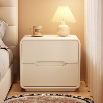 實木茶幾兩層奶油 家用臥室簡約小型雙層床邊櫃落地一體-16MM 加厚!ENF級全實木松木框架-40x40x50cm