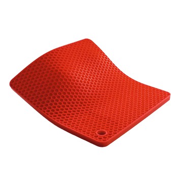 WOLL 方形矽膠隔熱墊 19 x 19 公分 耐熱高達 260°C / 500°F 蜂窩狀設計  紅色  1個