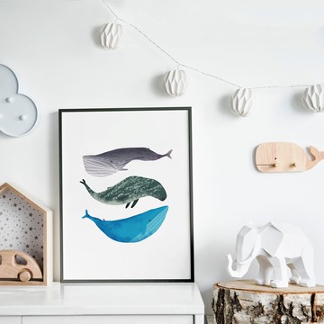 白日夢小鯨魚-臥房/掛畫/掛畫/複製畫/民宿/床頭櫃/海洋/工作室