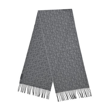 BURBERRY B字印花圖騰羊絨圍巾(鐵灰)