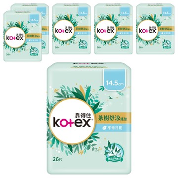 Kotex 靠得住 茶樹舒涼護墊  14.5cm  26片  6包