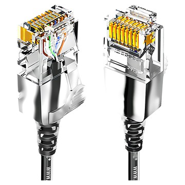 山澤 Cat.6A 10Gbps超高速傳輸八芯雙絞鍍金芯極細網路線 2M  黑色  1條