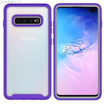 適用三星s10Plus透明亞克力背板彩色邊框雙面防摔手機殼s105G超薄