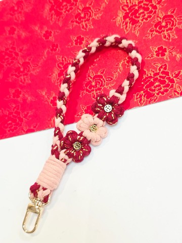 F.S.H 過年款設計。有錢花(紅粉橘)。編織款手腕手機繩