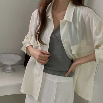 正韓女上衣 防曬口袋長袖襯衫PRP1005-創翊韓都
