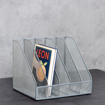 5格金屬文件架框辦公室桌面文件收納盒網狀多層文具資料置物架子