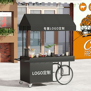 熱銷網紅移動花車咖啡擺攤車餐車超市攤位展示架售貨車鐵藝地攤推車