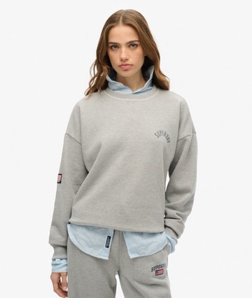 Superdry Women's Athletic Essentials Relaxed Printed Sweatshirt Grey Size: 14