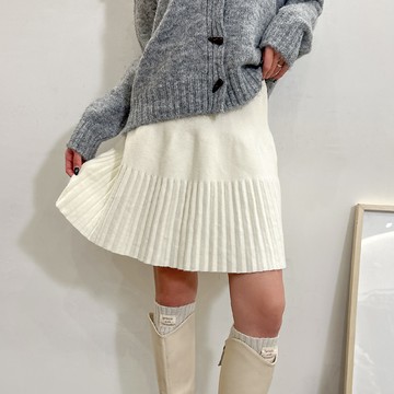 下百褶針織短裙-白【KT21986】