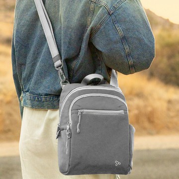 《TRAVELON》Voyages 4層防盜斜背包(象灰)