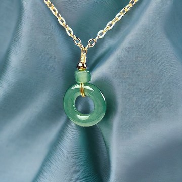 【願‧平安】冰藍水平安扣鎖骨鏈14K包金 | 天然A貨翡翠 | 送禮