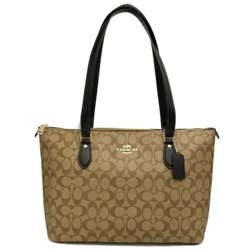 【COACH】C LOGO肩背購物托特包(焦糖/黑)