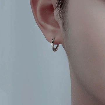 Peonist 男士簡約基本款圈式耳環 9mm 2入  銀色