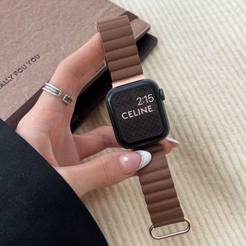 適用 Apple watch 9 8 7 SE 6 5 4 38 40 44 41 45 49MM 錶帶 荔枝紋磁吸錶帶