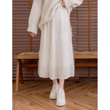 【初秋新品】HS 夢幻波浪紗長裙 杏色