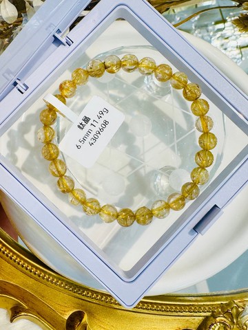 天然小珠黃金厚板鈦金鈦晶6.5mm11.49g旺事業避邪主招財陽氣旺