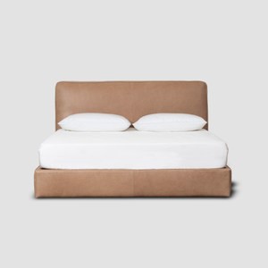 伊登苯染皮革床架 雙人 5062 卡其