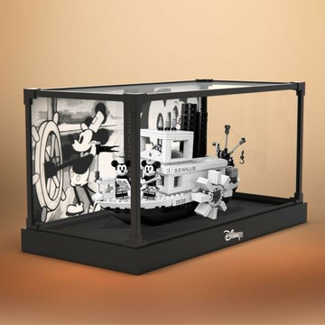 擺件盒 展示盒 防塵罩 免運 高清防塵罩展示盒適用樂高21317米奇蒸汽船迪士尼威利號汽船模型