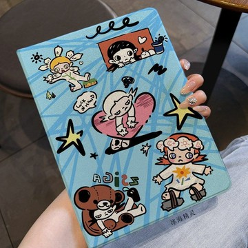可愛嘎子姐書本式適用iPad保護套ipad9/10/11平板殼全包air7/6 13