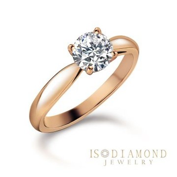 IS DIAMOND IGI 1克拉18K金 最白D /VS1 四爪 玫瑰金 經典款鑽石戒指(培育鑽石)