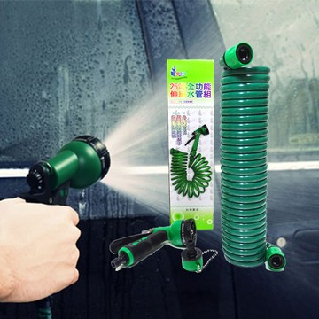 eva彈簧水管組/25呎伸縮水管(贈品八段式水槍x1+水龍接頭x1 )
