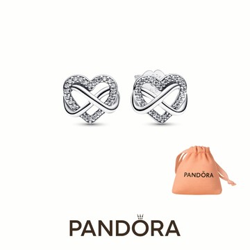 獨家絨布袋💝【Pandora官方直營】無限璀璨愛意針式耳環-925銀。生日禮物。情人節禮物