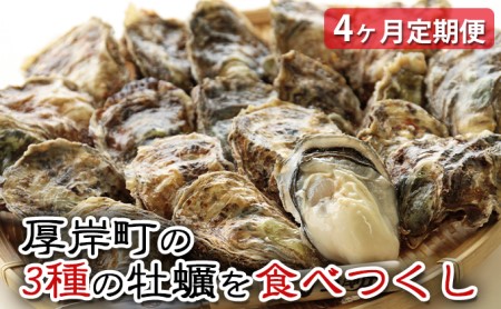 先行予約 厚岸町の3種の牡蠣を食べつくし 4ヶ月 定期便 牡蠣 カキ 食べ比べ