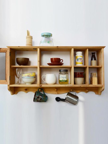 實木復古收納牆壁置物架杯子茶葉具桌邊擱板牆上裝飾創意壁掛吊櫃  99購物節