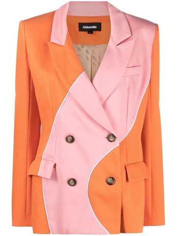 Ahluwalia - Madhu two-tone blazer - women - Lyocell/Elastane/Cotton/Cupro - 8 - Orange