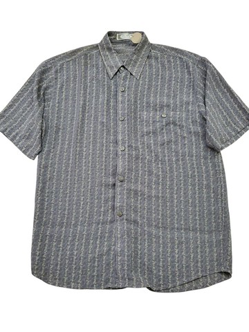 日本古著 雪紡  金屬鈕扣 莫蘭迪灰色 短襯 L號 近全新