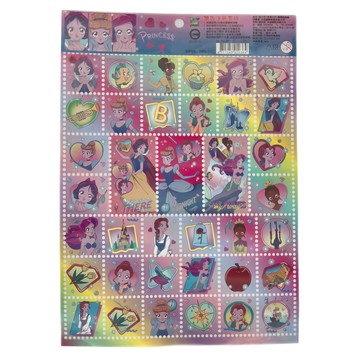 迪士尼公主 郵票貼貼紙  浪漫公主  1組