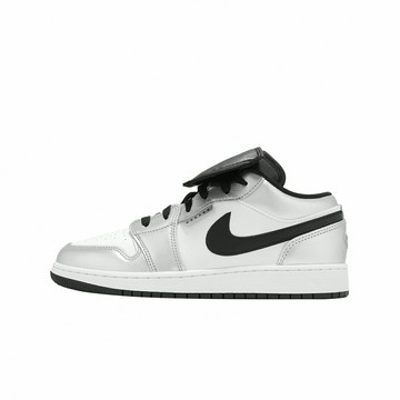 Nike 休閒鞋 Air Jordan 1 Low SE BG 大童 女鞋 銀 黑 喬丹 IR2310-100