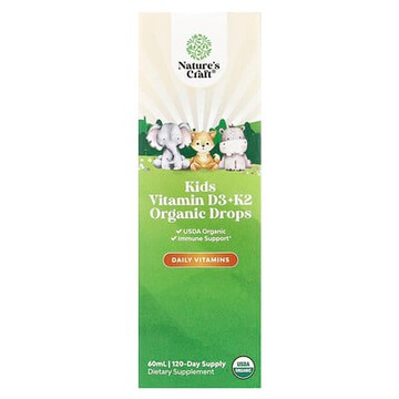 Nature's Craft, 兒童維生素 D3 + K2 有機滴劑，60 毫升