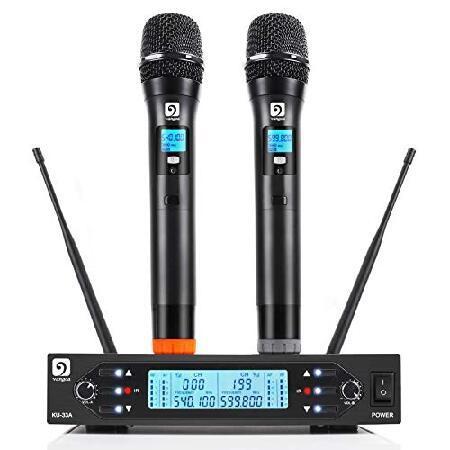 UHF Wireless Microphone System, Vangoa Professional Dual Channel Handheld Dynamic Mic Set, 328ft, High Sensitive Mic System for Karaoke,（並行輸入品）