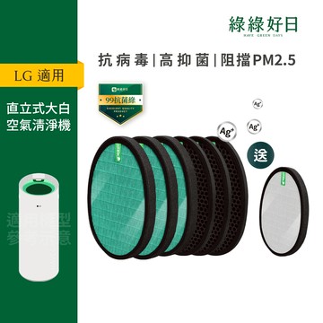 三入組 適用 LG 大白 PS-W309WI AS401WWJ1 AS401WWK1 HEPA抗菌濾芯 蜂巢式活性碳濾網 綠綠好日