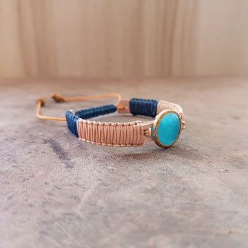 金色潮汐 皮革 水晶 手鍊