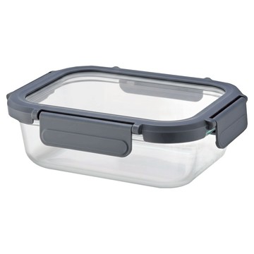 JAR嚴選 藍扣耐熱玻璃長型保鮮盒640ml 微波爐適用  1 個容器 + 1 個蓋子  1個