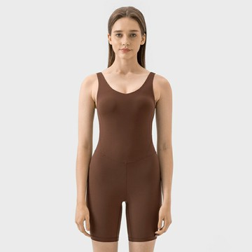 【巴黎精品】現貨+預購 瑜珈服無袖運動服運動上衣跑步背心修身顯瘦瑜伽服-高彈力裸感連身短褲女裝3色a1dz5