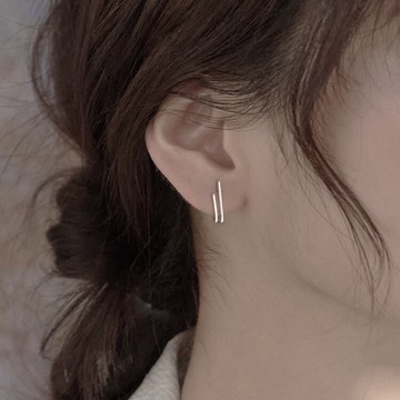 線條設計耳環 M41 日韓流行時尚 S925 銀針 簡約設計款 百搭銀色 時尚網紅 直線個性 耳針 耳飾 耳環