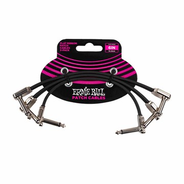 Ernie Ball Flat Ribbon Patch Cable 6inch 短導線 3入組 黑色