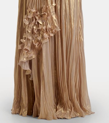 Marmar Halim Dayana pleated scarf-detail bustier gown